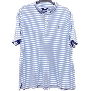 Ralph Lauren Light Blue White Stripes Knit Cotton Oxford